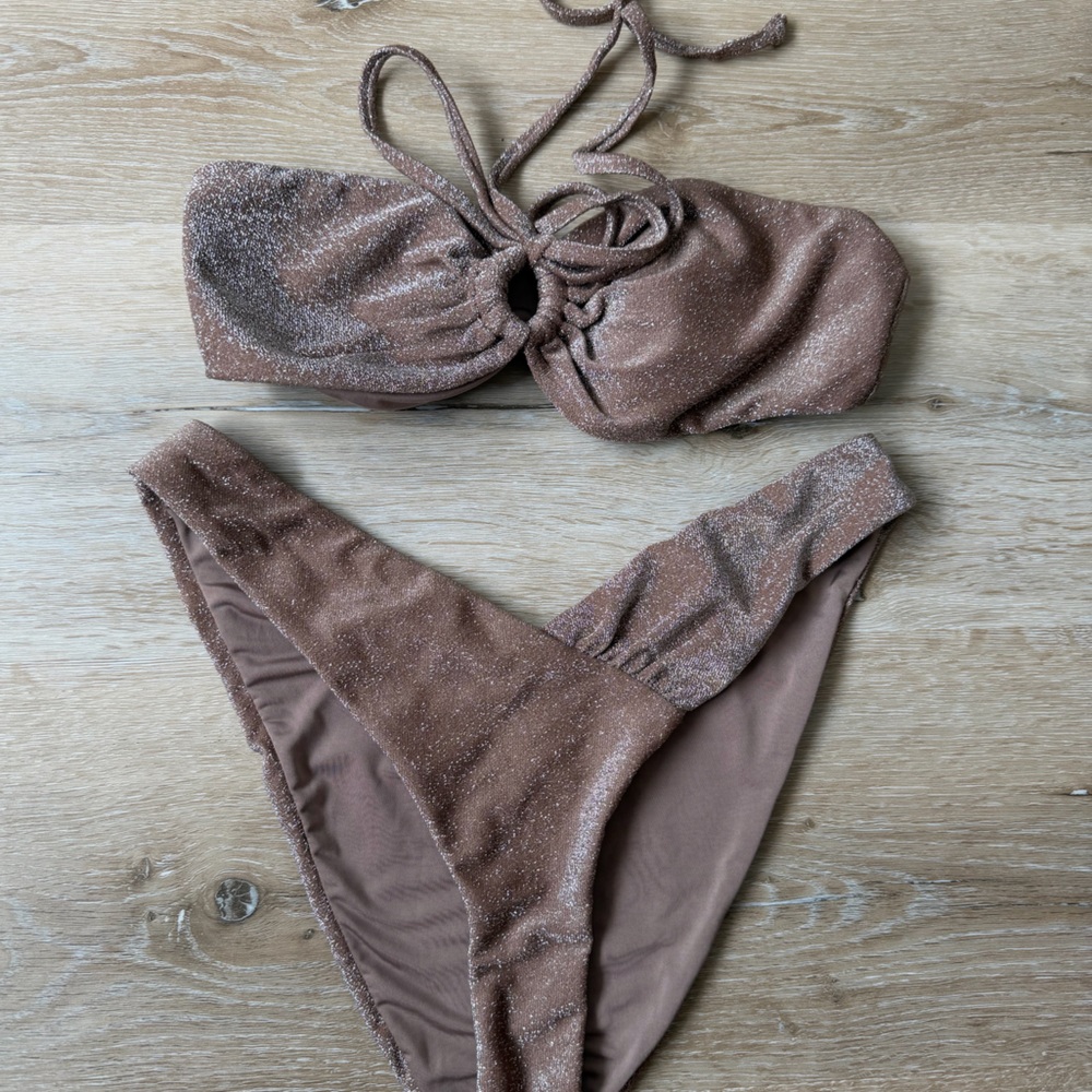 Dippin' Daisy's Metallic Bronze Sparkle Bikini Set